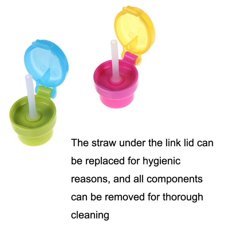 Two CJ07205 Baby Straw Lids in soft colors, designed for safe drinking for infants and toddlers, showcasing the soft suction mouth and hygienic features.