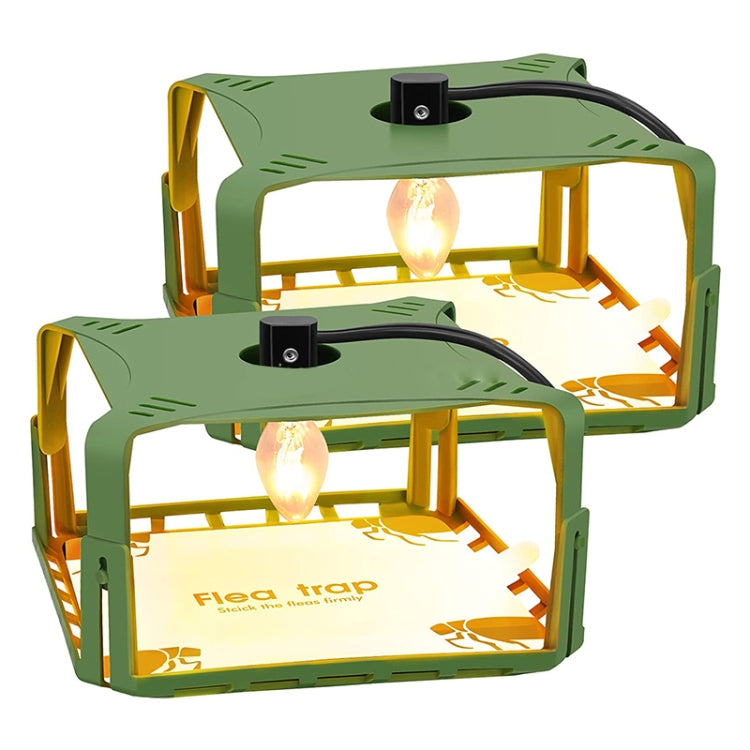 Two SK121 Square Fly Traps with light bulbs and sticky pads, designed for effective flea capture in households.