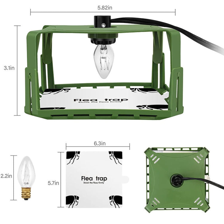 Two SK121 Square Fly Traps with light bulbs and sticky pads, designed for effective flea capture in households.