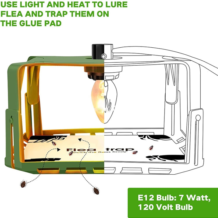 Two SK121 Square Fly Traps with light bulbs and sticky pads, designed for effective flea capture in households.