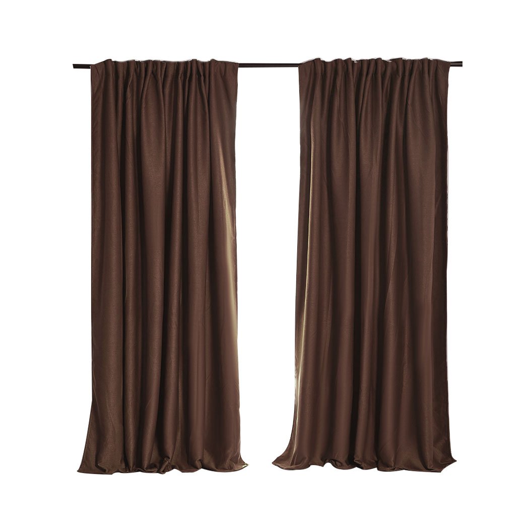 Elegant 2X Blockout Curtains in stone color, designed to block sunlight and noise, perfect for bedrooms.