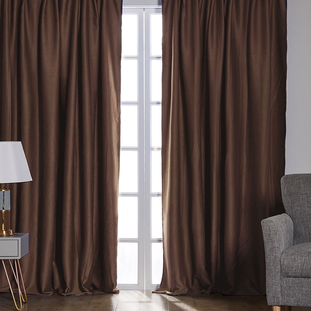 Elegant 2X Blockout Curtains in stone color, designed to block sunlight and noise, perfect for bedrooms.