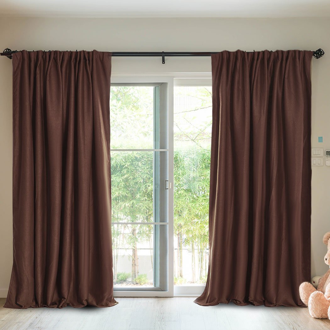 Elegant 2X Blockout Curtains in stone color, designed to block sunlight and noise, perfect for bedrooms.