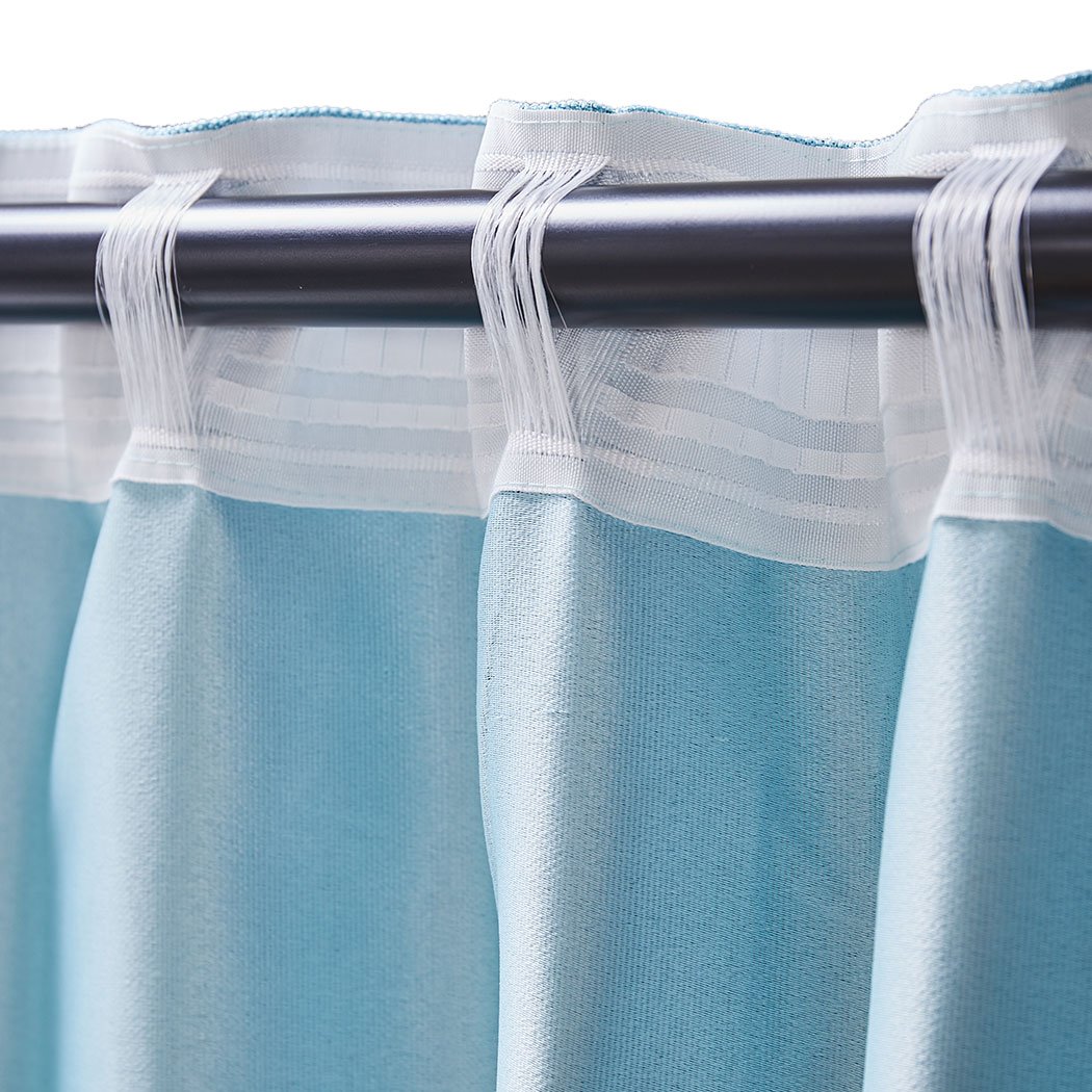 Elegant blue 2X blockout curtains designed for living room windows, measuring 180CM x 230CM, effectively blocking sunlight and noise.