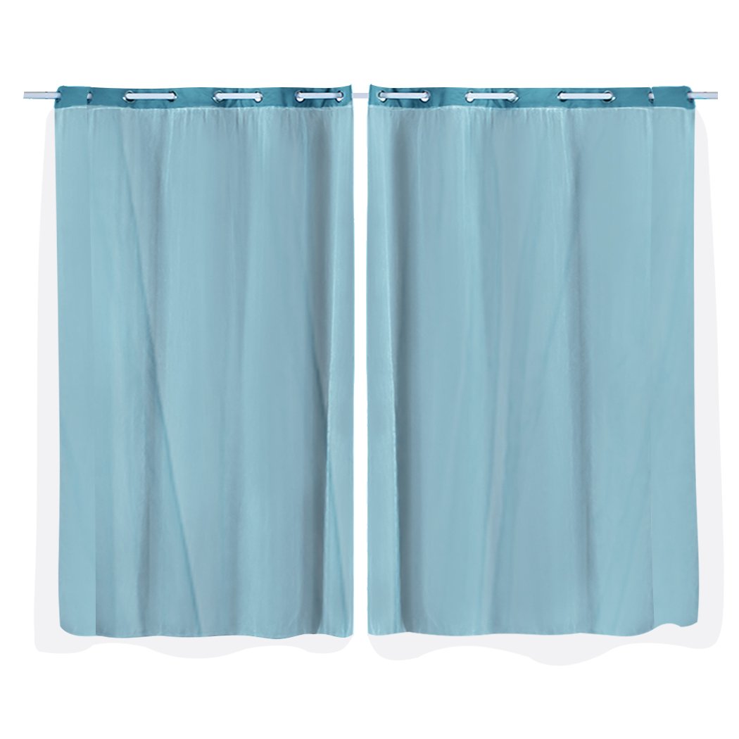 Two elegant blockout curtain panels with gauze, showcasing a modern grommet top design, perfect for darkening any room.