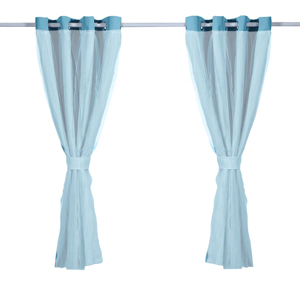 Two elegant blockout curtain panels with gauze, showcasing a modern grommet top design, perfect for darkening any room.