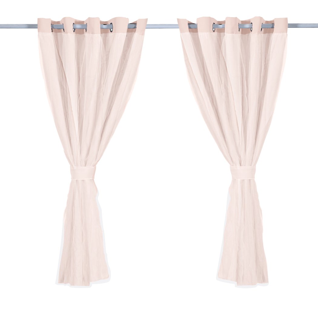 Two elegant blockout curtain panels with gauze, showcasing a modern grommet top design, perfect for room darkening.