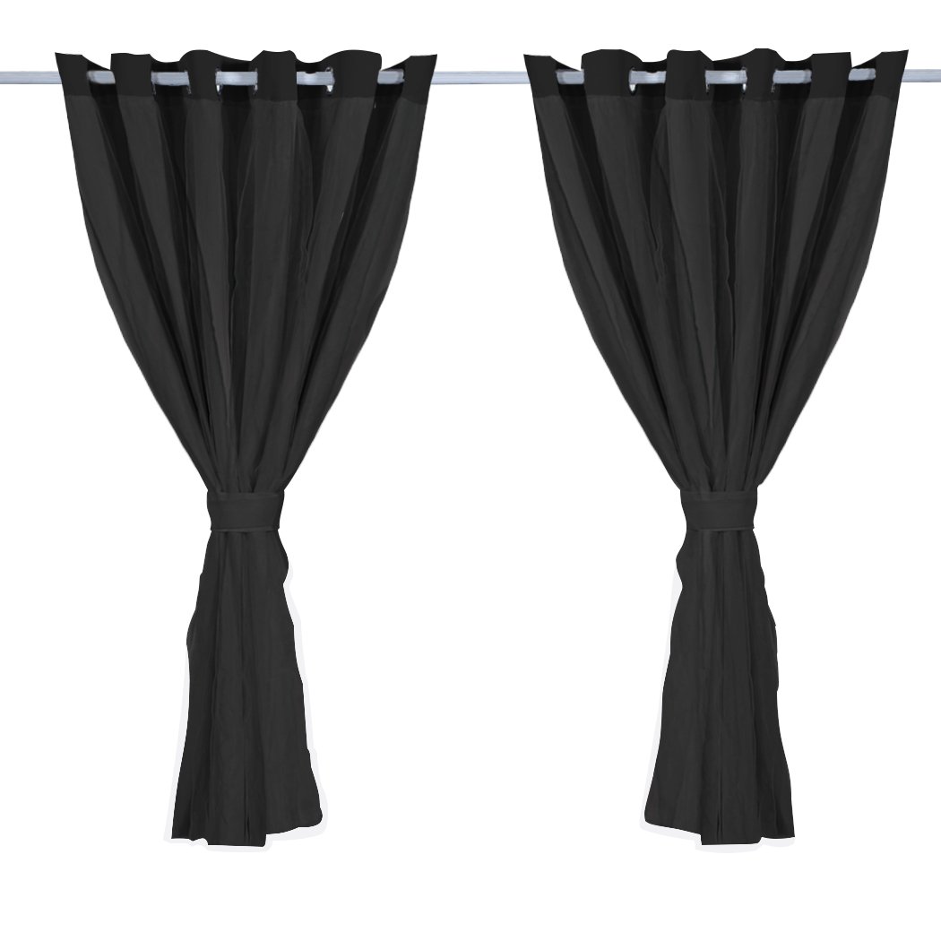 Two elegant blockout curtain panels with gauze, showcasing a rich texture and grommet top design, perfect for room darkening.