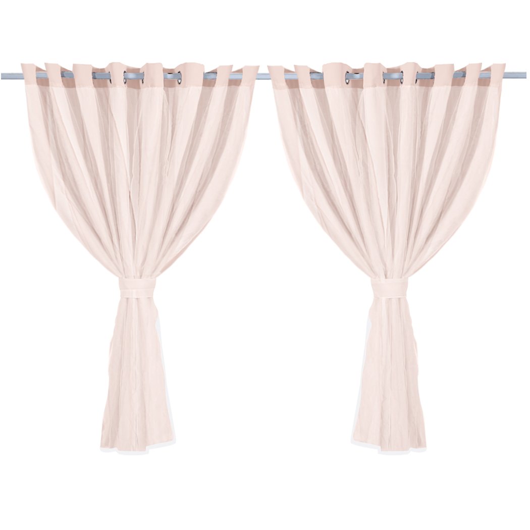 Two elegant blockout curtain panels with gauze, showcasing a rich texture and grommet top for easy hanging.