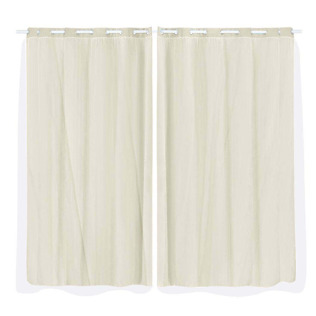 Two elegant blockout curtain panels with gauze, showcasing a stylish design for room darkening.