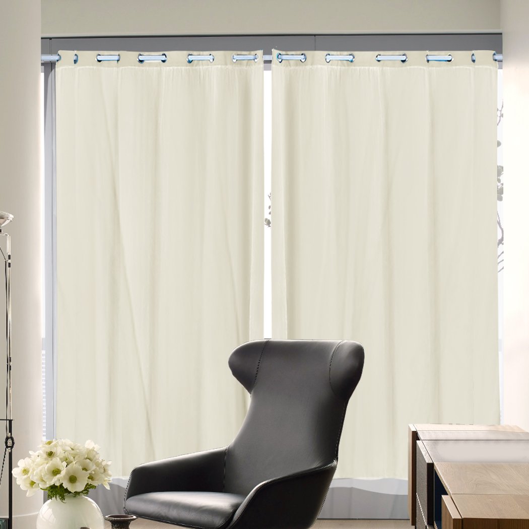 Two elegant blockout curtain panels with gauze, showcasing a stylish design for room darkening.