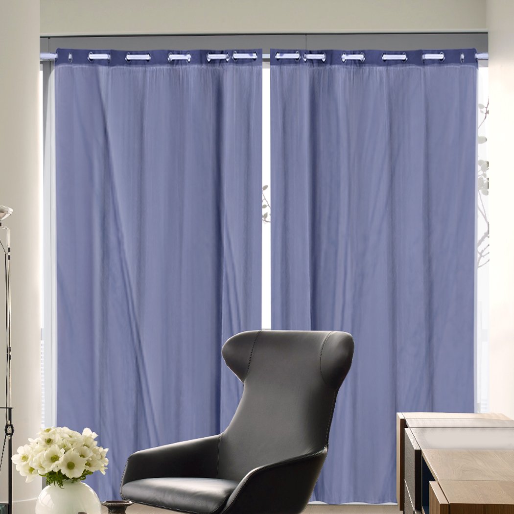 Two elegant blockout curtain panels with gauze, showcasing a stylish design for room darkening.