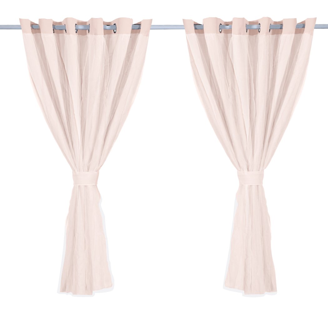 Two elegant blockout curtain panels with gauze, showcasing a stylish design and grommet top for easy hanging.