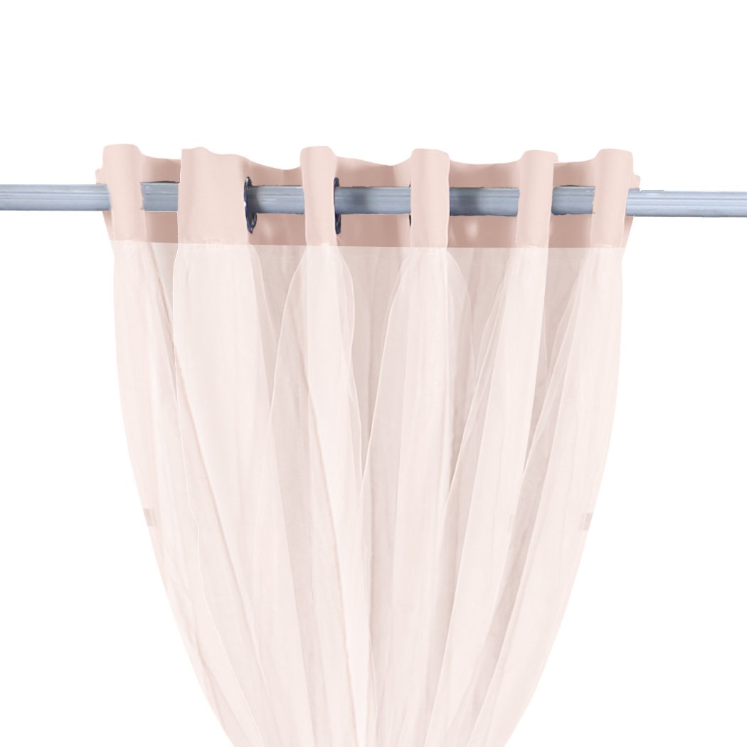 Two elegant blockout curtain panels with gauze, showcasing a stylish design and grommet top for easy hanging.