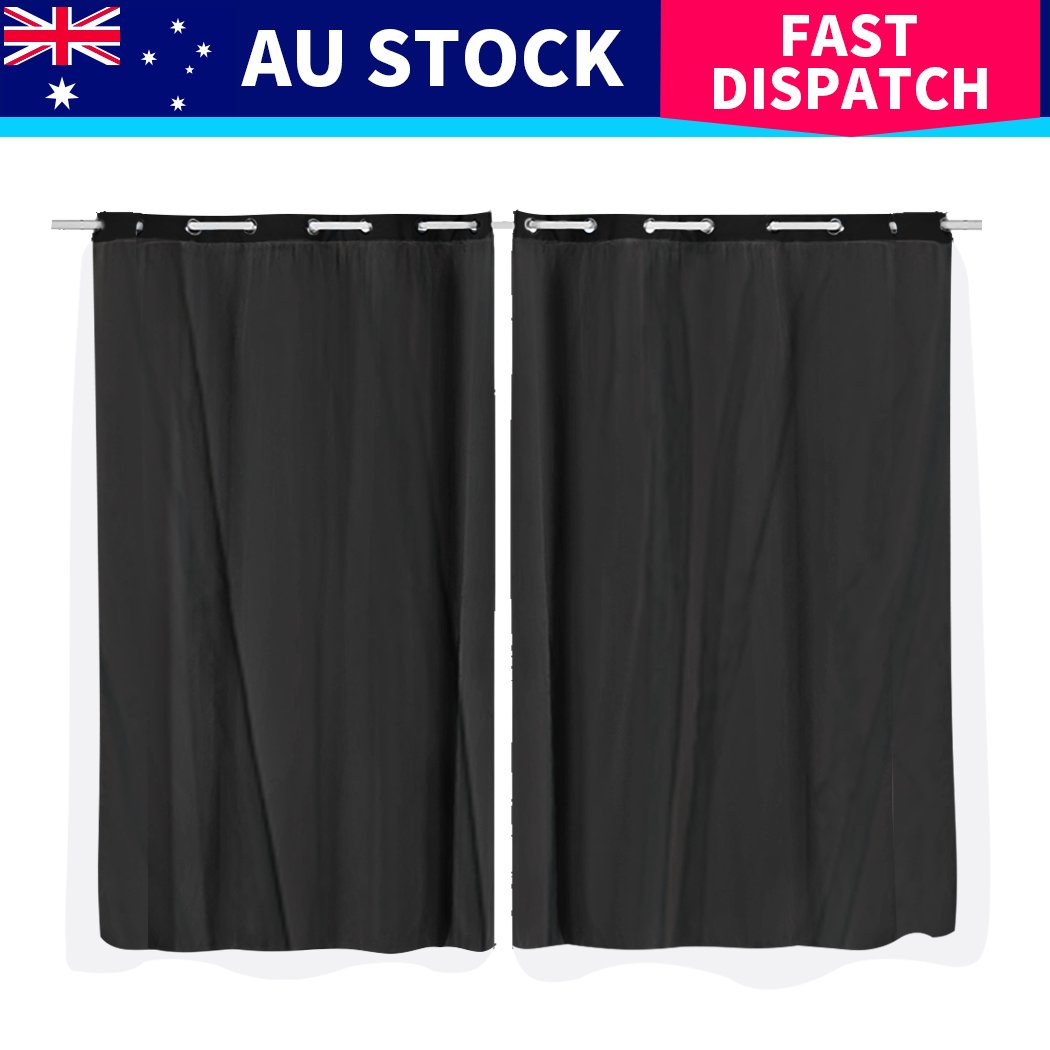 Two elegant blockout curtain panels with gauze, showcasing a 3-layer design for effective room darkening.