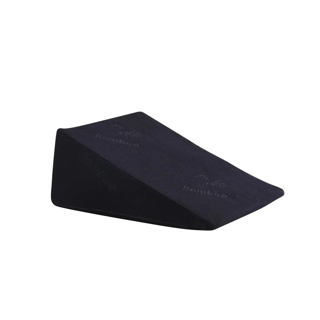 Two Cool Gel Memory Foam Bed Wedge Pillows in black with a removable cover, designed for neck and back support.