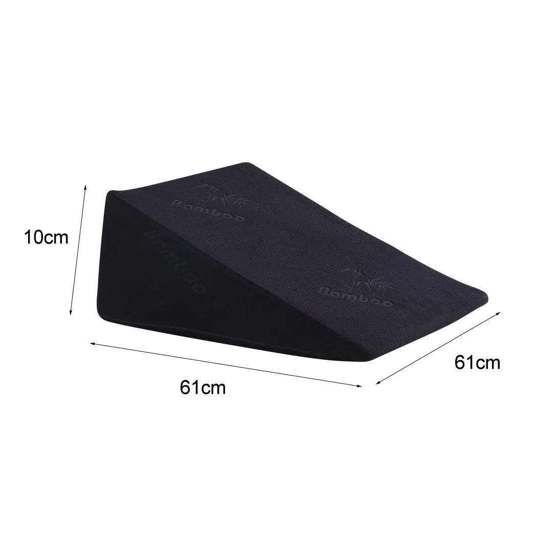 Two Cool Gel Memory Foam Bed Wedge Pillows in black with a removable cover, designed for neck and back support.