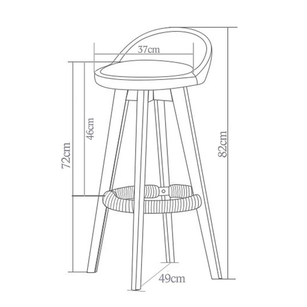 Two grey Levede fabric swivel bar stools with solid wood frames, showcasing a stylish and comfortable design for dining or socializing.