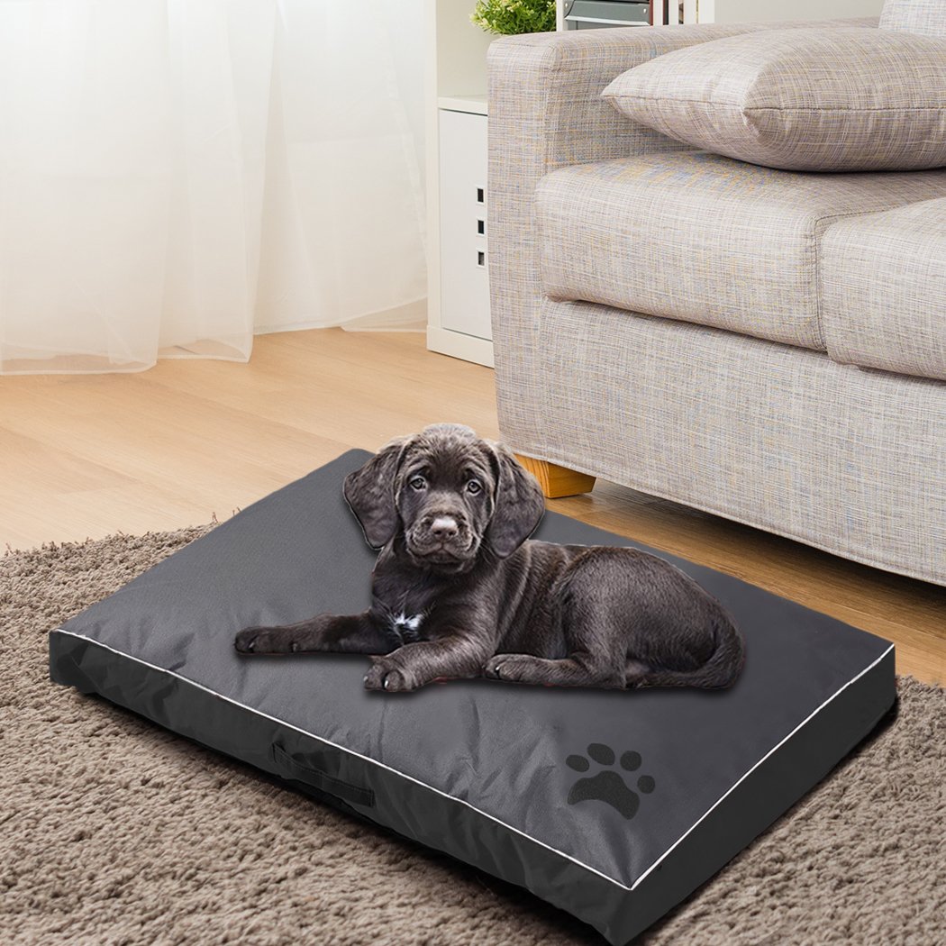 2x PaWz Pet Bed Mattress in blue, red, and black colors, showcasing its plush filling and durable fabric, perfect for dogs and cats.