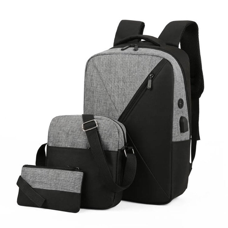 3 In 1 Computer Shoulder Bag made of water-resistant Oxford cloth, featuring a large capacity for laptops, USB charging port, and breathable back system.