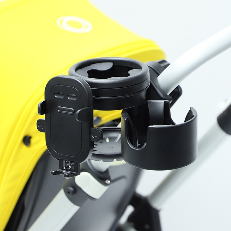 3 IN 1 Universal Baby Stroller Mobile Phone Cup Holder with adjustable clip and cup holder, suitable for various vehicles.