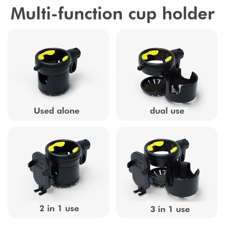 3 IN 1 Universal Baby Stroller Mobile Phone Cup Holder with adjustable clip and cup holder, suitable for various vehicles.