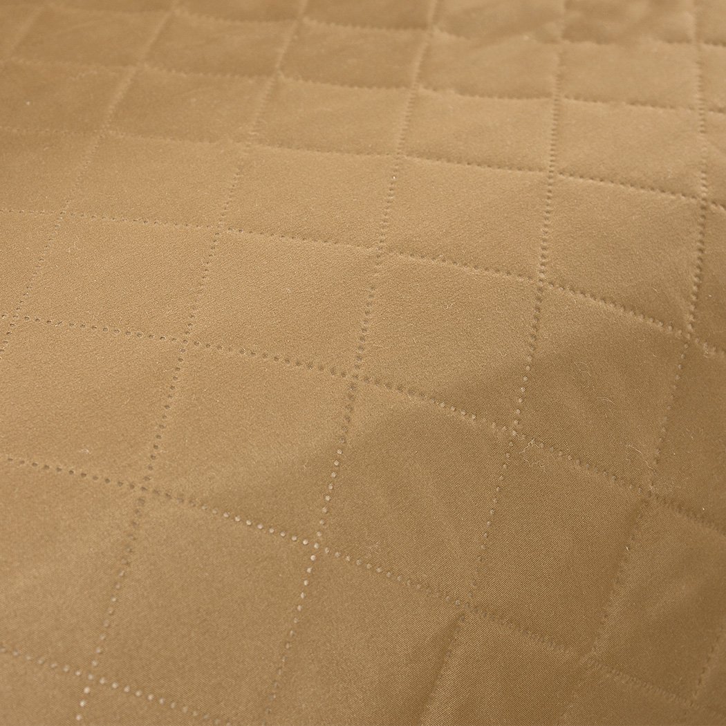 Quilted ginger 3 seater sofa cover with microfiber filling, showcasing its stylish design and protective features.