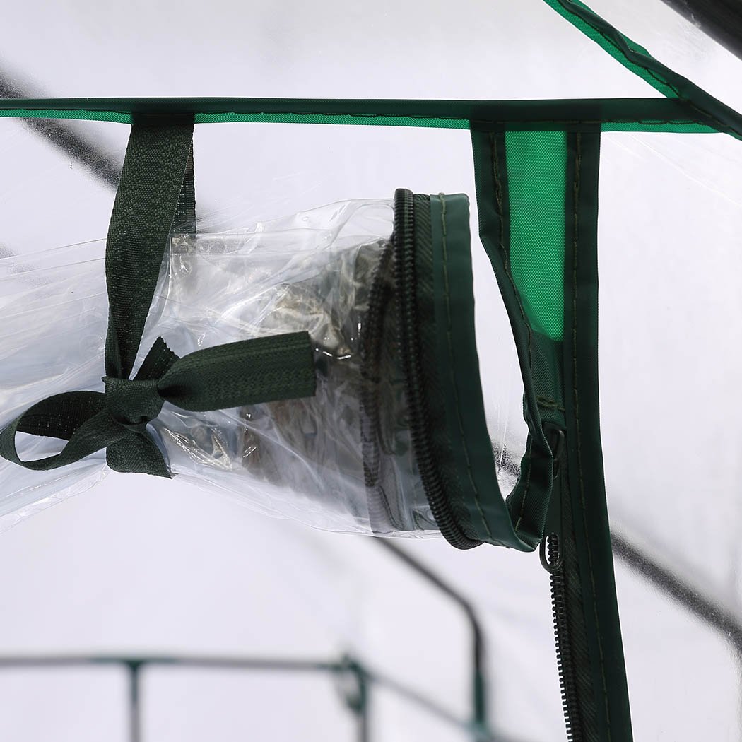 3 Tier Walk In Greenhouse with PVC cover, showcasing a sturdy steel frame and transparent design for plant protection.