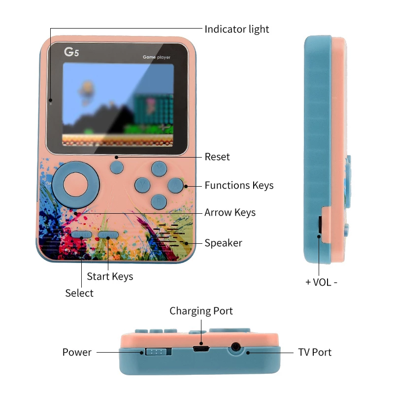 Portable handheld gaming console diagram.