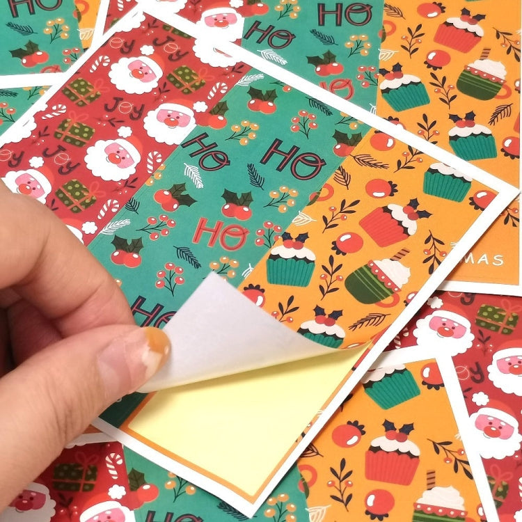 A pack of 30 sheets of Christmas rectangle stickers featuring three different festive patterns, ideal for gift box sealing.