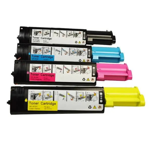 3010 Series Generic Toner Set including four cartridges: black, cyan, magenta, and yellow, designed for Dell printers.