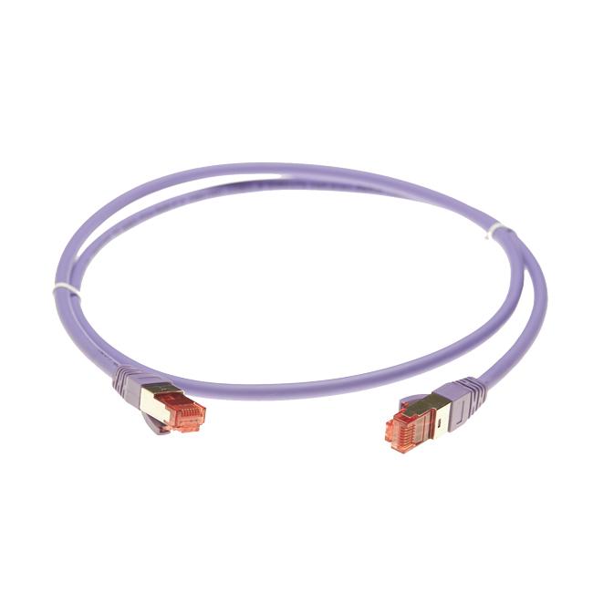 30m Cat 6A S/FTP LSZH Ethernet Network Cable in purple, featuring RJ45 connectors and a durable LSZH jacket.