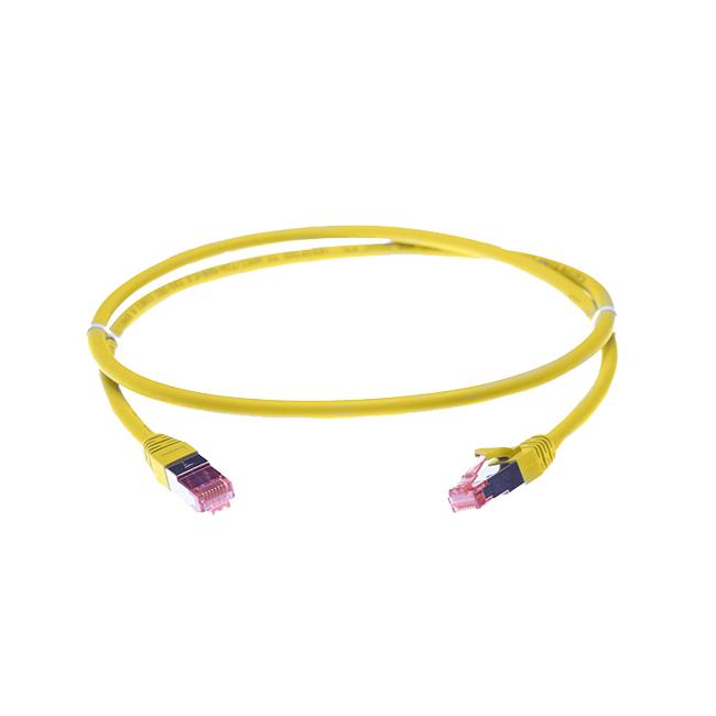 30m Cat 6A S/FTP LSZH Ethernet Network Cable in yellow, showcasing its robust connectors and LSZH jacket.