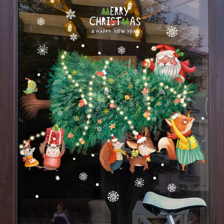 30x45cm Christmas static wall stickers featuring Santa Claus, snowman, and elk designs, perfect for window decoration.