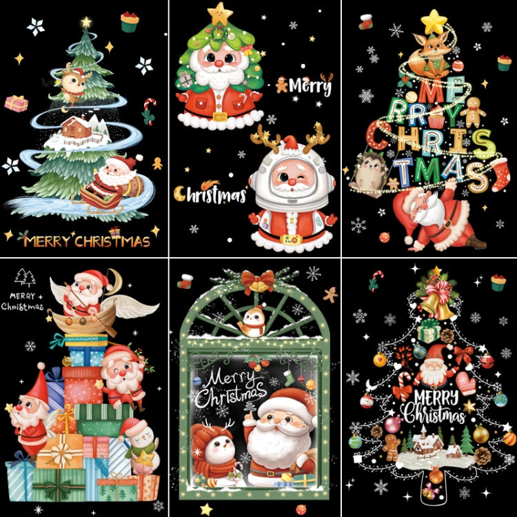 30x45cm Christmas static wall stickers featuring Santa Claus, snowman, and elk designs, perfect for window decoration.