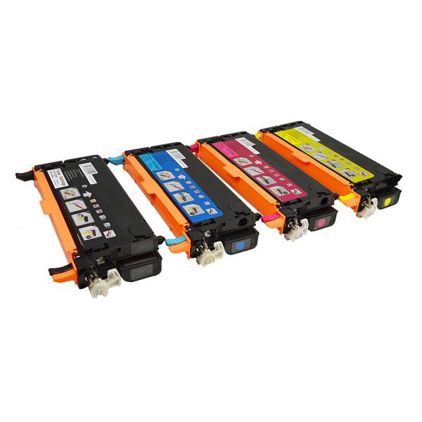 3130 Series Generic Toner Set including four cartridges: black, cyan, magenta, and yellow, designed for Dell printers.