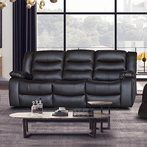 3+2 Seater Recliner Sofa in Faux Leather, Brown color, showcasing plush cushions and wide armrests, perfect for a cozy lounge setting.