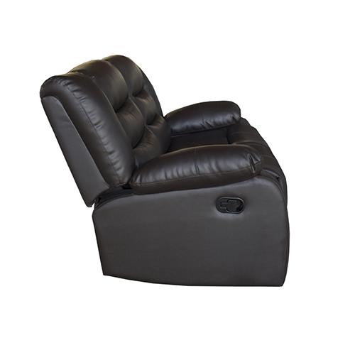 3+2 Seater Recliner Sofa in Faux Leather, Brown color, showcasing plush cushions and wide armrests, perfect for a cozy lounge setting.