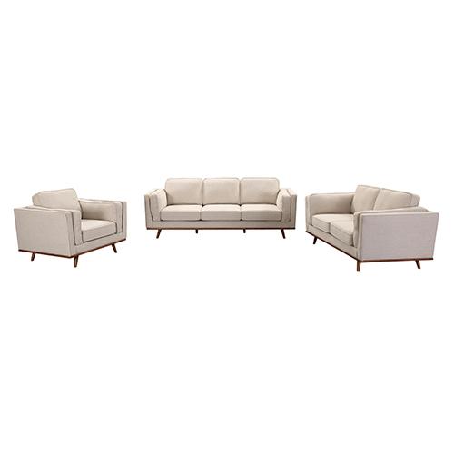 3+2 Seater Sofa Beige Fabric Lounge Set featuring plush cushions and solid wooden legs, perfect for a stylish living room.