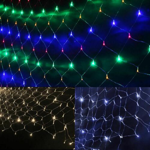 320LED Fairy Lights Net Mesh Curtain in cool white, perfect for weddings and festive decorations, showcasing vibrant illumination.