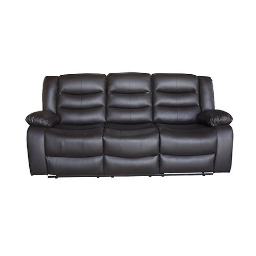 3+2+1 Seater Recliner Sofa in Brown Faux Leather with plush cushions and wide armrests, designed for comfort and style.