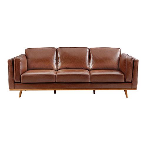 3+2+1 Seater Sofa Brown Leather Lounge Set featuring plush cushions and solid wooden legs, perfect for modern living rooms.