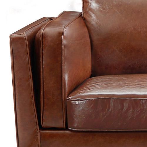 3+2+1 Seater Sofa Brown Leather Lounge Set featuring plush cushions and solid wooden legs, perfect for modern living rooms.