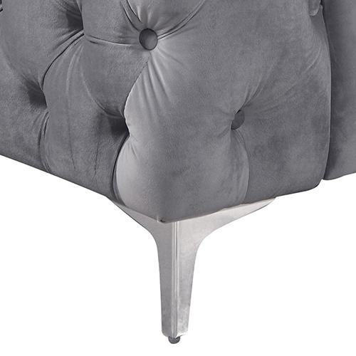 3+2+1 Seater Sofa in Grey Velvet with classic button tufting and metal legs, showcasing a stylish and modern design.