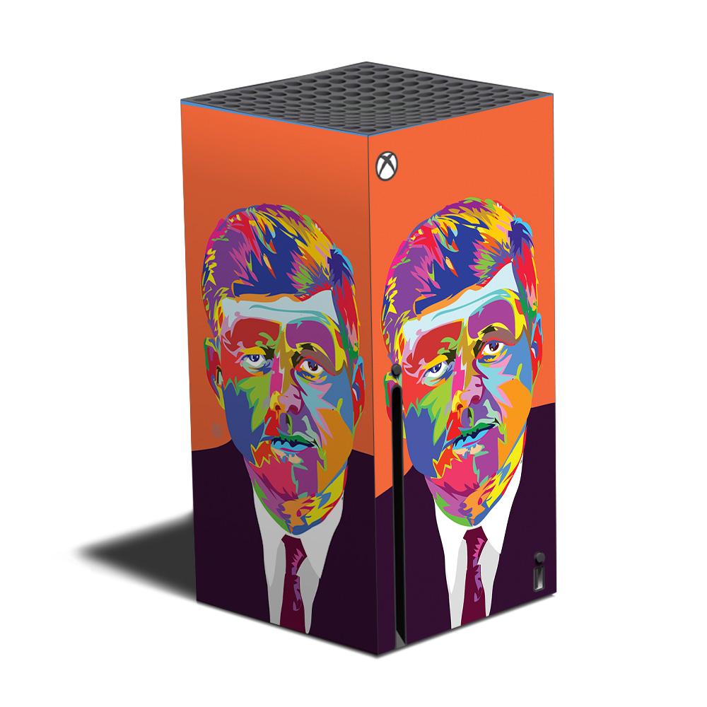 MightySkins 35th President skin for Microsoft XBOX Series X, showcasing premium 3M™ vinyl in Matte, Carbon Fiber, and Glossy Glitter finishes.