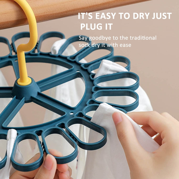 360 Degree Rotatable Sock Hanger with 20 clips, designed for drying socks and small clothing items efficiently.