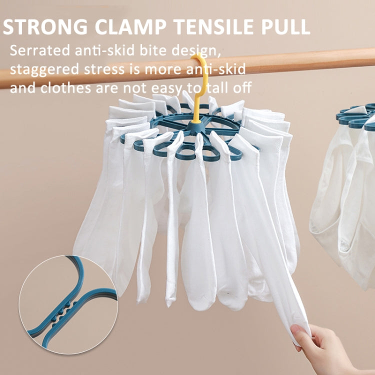 360 Degree Rotatable Sock Hanger with 20 clips, designed for drying socks and small clothing items efficiently.