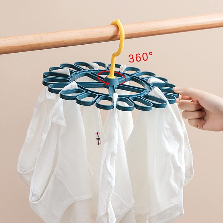 360 Degree Rotatable Sock Hanger with 20 clips, designed for drying socks and small clothing items efficiently.