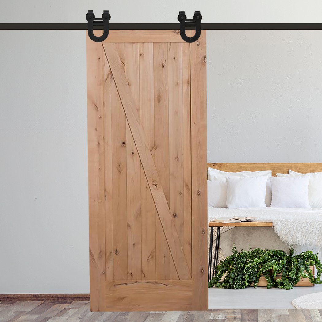 3.66M Antique Classic Style Single Sliding Barn Door Hardware Track featuring heavy-duty carbon steel construction and minimalist design.