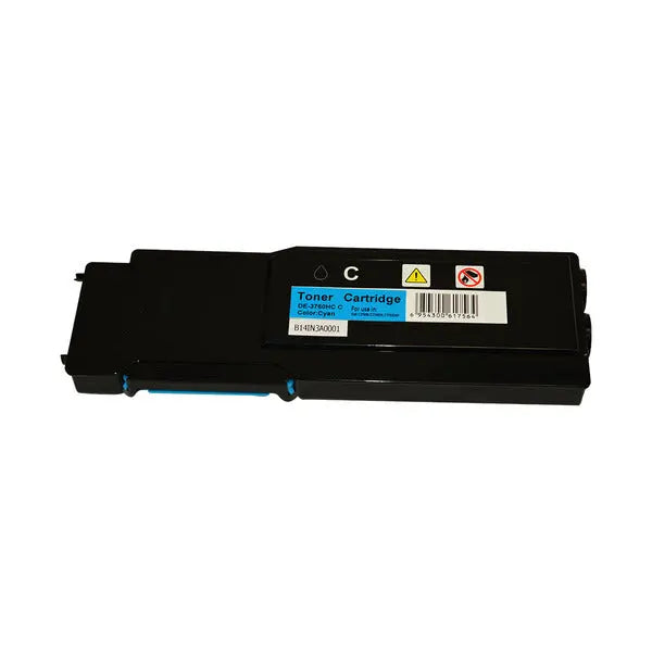 3760 Premium Generic Cyan Toner cartridge, featuring a vibrant cyan color and sleek design, ideal for high-quality printing.